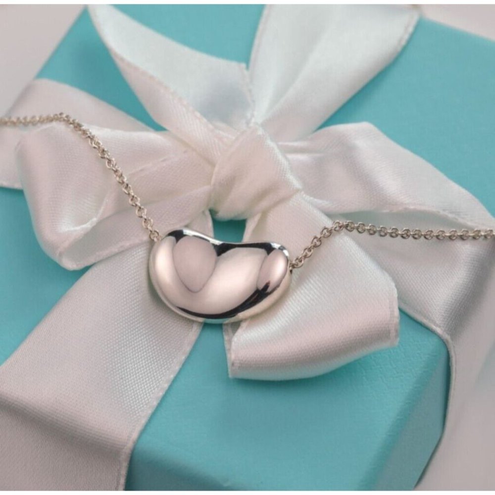 Tiffany & Co. Elsa Peretti Bean Design Pendant Necklace 18mm in Silver 16" Chain - Picture 8 of 9